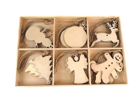 Ozdoba świąteczna zestaw zawieszek na choinkę drewniane One Dollar (366749)