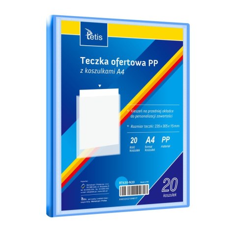 Teczka plastikowa niebieska A4 20 koszulek 5903242104817 A4 niebieski Tetis (BT630-N20)