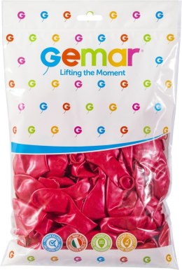 Balon gumowy metalizowany 100 szt czerwony 12cal (GM110/CZ/32)