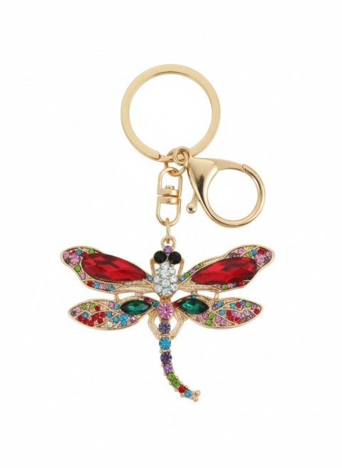Brelok metalowy ważka z cyrkoniami, mix kolorów (TT1172)