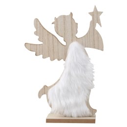 Ozdoba świąteczna Drewniany aniołek z futerkiem Home And Garden (6283)