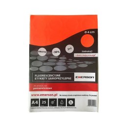 Etykieta samoprzylepna kółka 40 mm A4 pomarańczowy Emerson (ETOKPOM02x025x010)