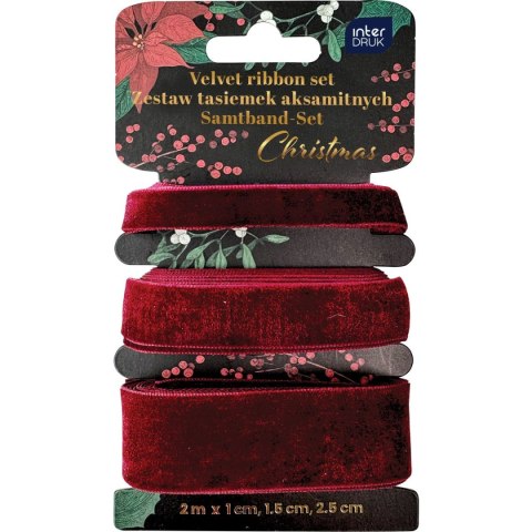 Tasiemka CHRISTMAS AKSAMITNA RED Interdruk (3X2M)