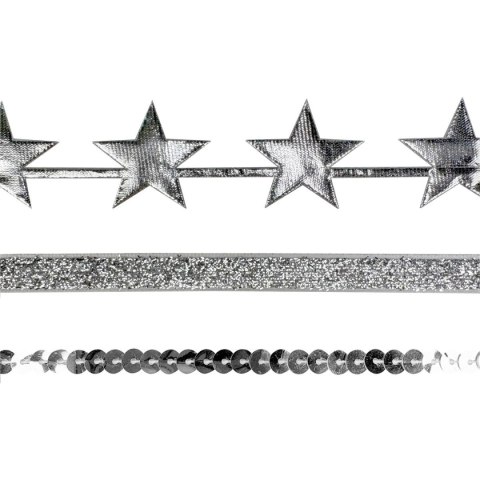 Tasiemka Satin Gold SILVER srebrna Interdruk (3x1m)