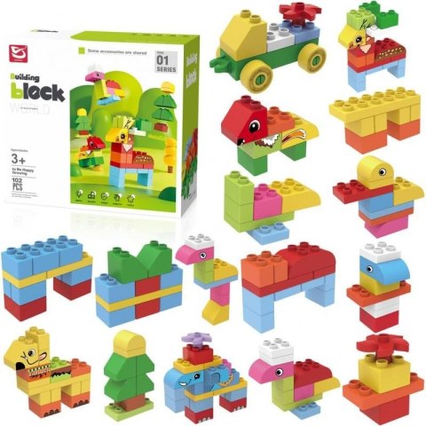 Klocki plastikowe ZWIERZĘTA 102 ELEMENTY Trifox (A-2404)