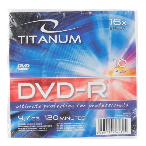 Płyta dvd Nośnik danych Płyta DVD-R 4,7GB x16 Titanum (x16 - Koperta 10)