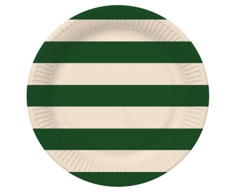 Talerz jednorazowy paski zielono beżowe papier śr. 180mm 6 szt Godan (PG-TPA4)