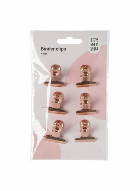 Klipsy do spinania dokumentów różowe złoto metal 6 szt 25mm Berlingo (328222)