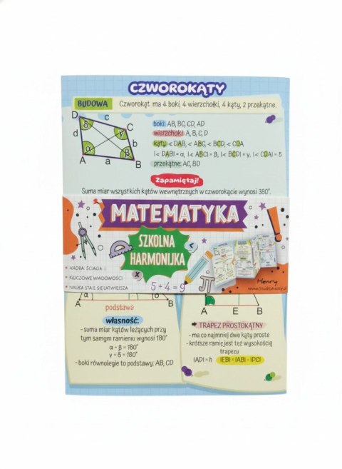 Książeczka edukacyjna Ściąga harmonijka Matematyka trójkaty i czworokaty Henry (5905701489183)