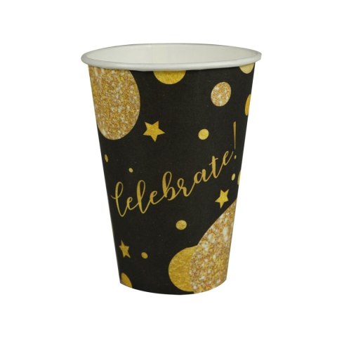 Kubek jednorazowy Glam Party (8 szt.) czarne papier 200ml Arpex (DC9128CZA)
