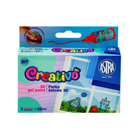 Farba do malowania na szkle do tworzenia naklejek żelowych kolor: mix 20ml 5 kolor. Creativo (301025013)