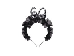 Opaska 60 z falbanką i perełkami Partydeco (OP52-60-010)