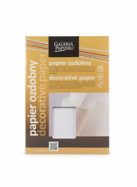 Papier ozdobny (wizytówkowy) gładki satynowany A4 biały 120g Galeria Papieru (206801)