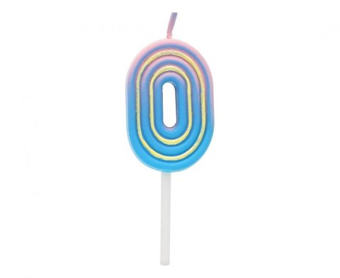 Świeczka urodzinowa cyferka B&C Neon 0, 44x28x12mm Godan (7C-SCN0)