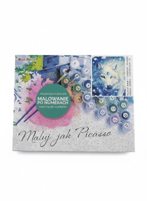 Zestaw kreatywny malowanie po numerach -bialy wilk 40x50cm Norimpex (NO-1005686)