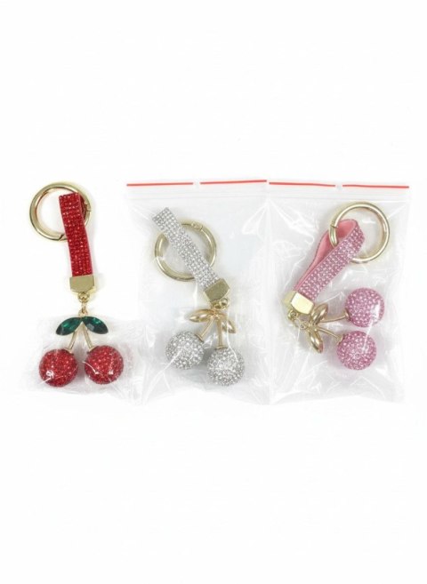 Brelok cyrkonie wisienki, mix kolorów