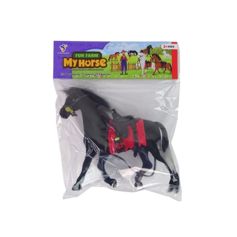 Figurka koń flokowany czarny 17cm Lean (13379)