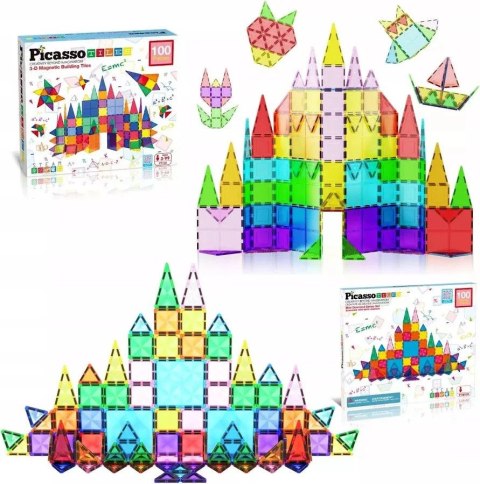 Klocki magnetyczne PICASSO TILES Zestaw Diamentowy 100 Elementów Orbico Sp. Z O.o. (PTM100)