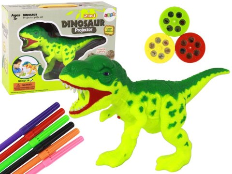 Zestaw kreatywny dla dzieci Projektor Dinozaur + Pisaki 18 Obrazków Malowanie Lean (1753)