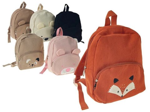 Plecak zwierzak, sztruksowy, 2 kieszenie zapinane zamkiem Adar (628090)