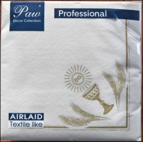 Serwetki airlaid 40x40 my first communion złoty plastik [mm:] 400x400 Paw (aan005409)