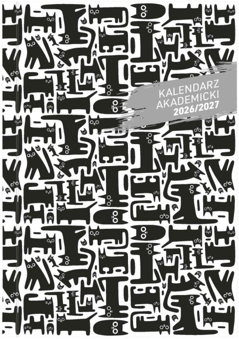 Kalendarz nauczyciela książkowy (terminarz) akademicki Pcv bezbarwny czarny kot A5 143mm x 204mm Wokół Nas (A5TA072B)
