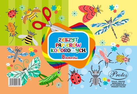 Zeszyt papierów kolorowych A4 8k Protos
