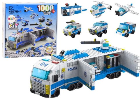 Klocki konstrukcyjne 6w1 Zestaw Policja Pojazdy 1000el Lean (18323)
