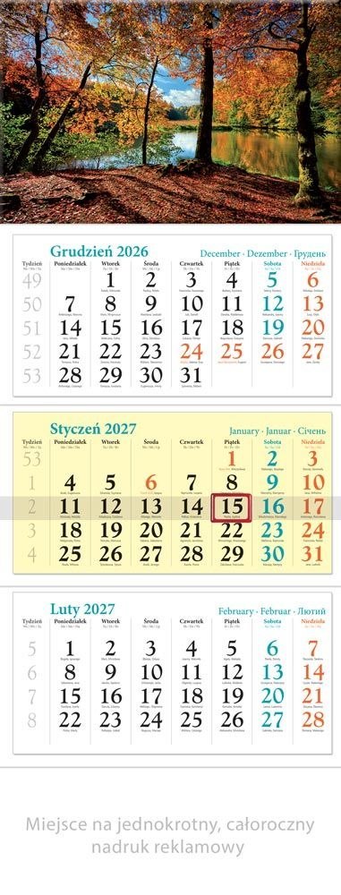 Kalendarz ścienny JESIEŃ TRÓJDZIELNY 320mm x 860mm Lucrum (KT07)