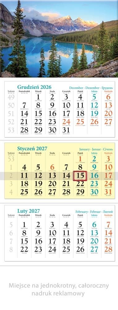 Kalendarz ścienny JEZIORO TRÓJDZIELNY A3+ 320mm x 860mm Lucrum (KT10)