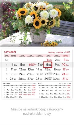 Kalendarz ścienny KWIATY JEDNODZIELNY 320mm x 560mm Lucrum (KT04)