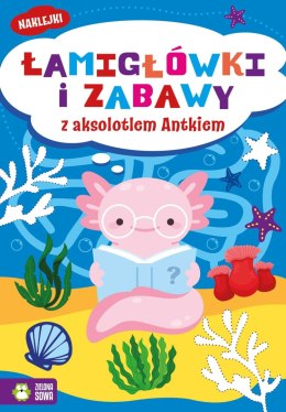 Książka dla dzieci Łamigłówki i zabawy z aksolotlem Antkiem Zielona Sowa