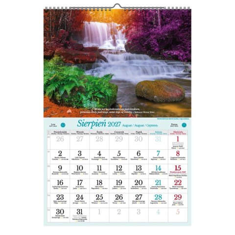 Kalendarz ścienny 2027 MAGICZNE WODOSPADY 470mm x 320mm Pan Kalendarzyk (A3 VD.13)