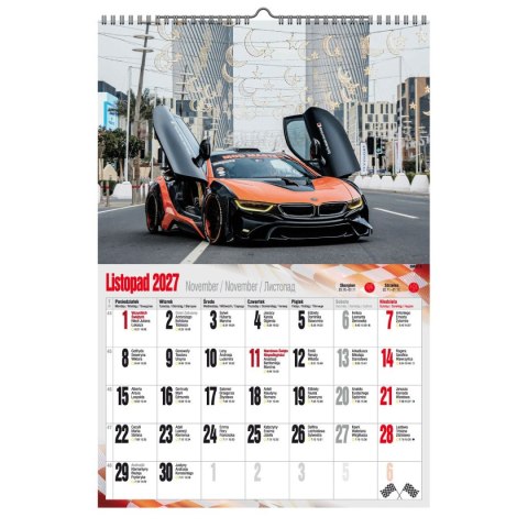 Kalendarz ścienny 2027 SUPER CARS 470mm x 320mm Pan Kalendarzyk (A3 VD.17)