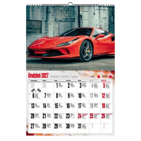 Kalendarz ścienny 2027 SUPER CARS 470mm x 320mm Pan Kalendarzyk (A3 VD.17)
