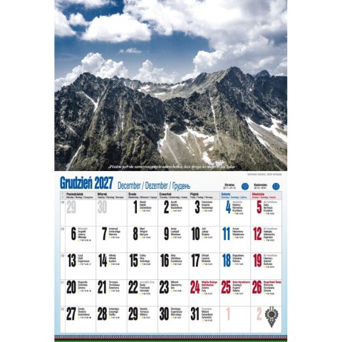 Kalendarz ścienny ALBUMOWY TATRY PO ZBÓJU 470mm x 320mm Pan Kalendarzyk (KSA V.5)
