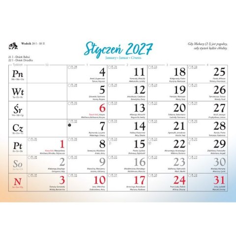 Kalendarz ścienny RODZINNY Kwiaty ozdobne 13-KARTKOWY A4 Lucrum (WL2)
