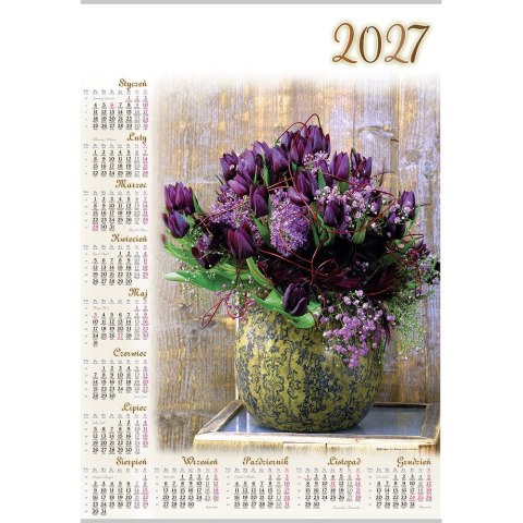 Kalendarz ścienny TULIPANY plakatowy A4 607mm x 880mm Lucrum (PL14)