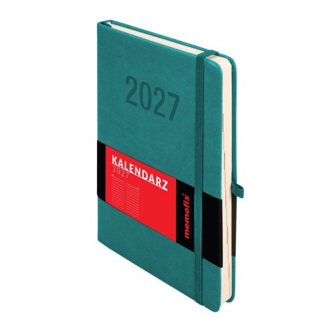 Kalendarz książkowy (terminarz) 2027 MEMOFIX dzienny A5 Antra (turkusowy)