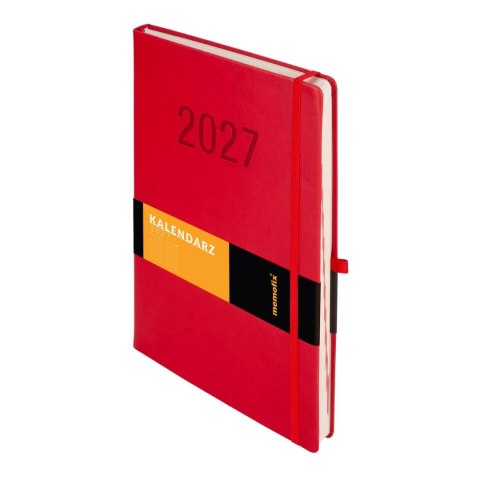 Kalendarz książkowy (terminarz) 2027 MEMOFIX dziennyy A4 Antra (czerwony)