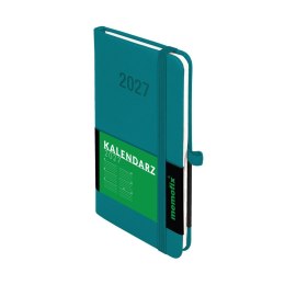 Kalendarz książkowy (terminarz) 2027 MEMOFIX tygodniowy A6 Antra (turkusowy)