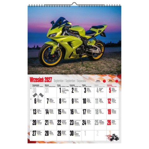 Kalendarz ścienny 2027 MOTOCYKLE 470mm x 320mm Pan Kalendarzyk (A3 VD.21)