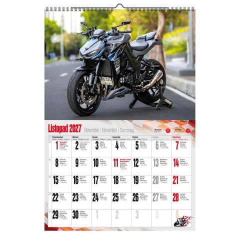 Kalendarz ścienny 2027 MOTOCYKLE 470mm x 320mm Pan Kalendarzyk (A3 VD.21)