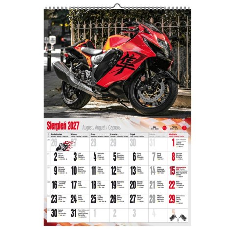 Kalendarz ścienny 2027 MOTOCYKLE 470mm x 320mm Pan Kalendarzyk (A3 VD.21)