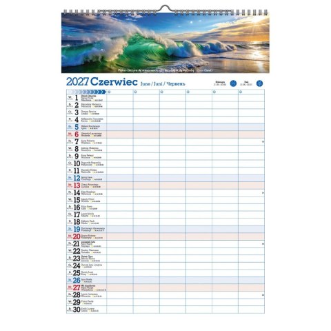 Kalendarz ścienny ORGANIZER 470mm x 320mm Pan Kalendarzyk (A2 V.2)