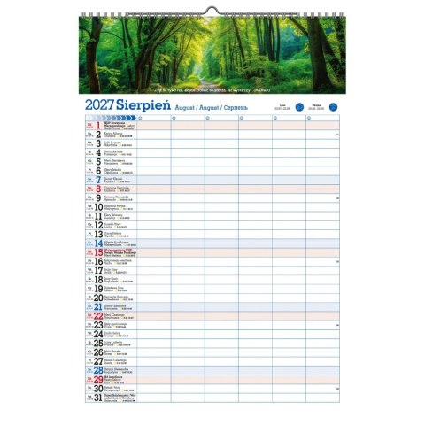 Kalendarz ścienny ORGANIZER 470mm x 320mm Pan Kalendarzyk (A2 V.2)