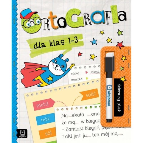 Książka dla dzieci Ortografia dla klas 1-3. Ścieralny pisak