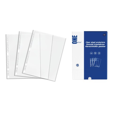 Koszulki na dokumenty ONE COLOR 100 szt A4 45 mic krystaliczna A4 kolor: transparentna typu U 45 mic. Interdruk (ZEA432K#PS)