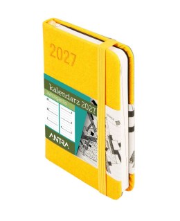 Kalendarz książkowy (terminarz) 2027 Awangarda tygodniowy, żółty A7 110mm x 78mm Antra (Kal001530)