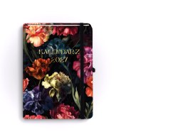 Kalendarz książkowy (terminarz) 2027 Botanical tygodniowy z notesem, Carmen B6 125mm x 176mm Antra (Kal001506)